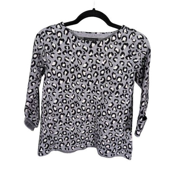 Tahari Leopard Sweater Animal Print Cuffed Sleeves Size XS - Picture 1 of 5
